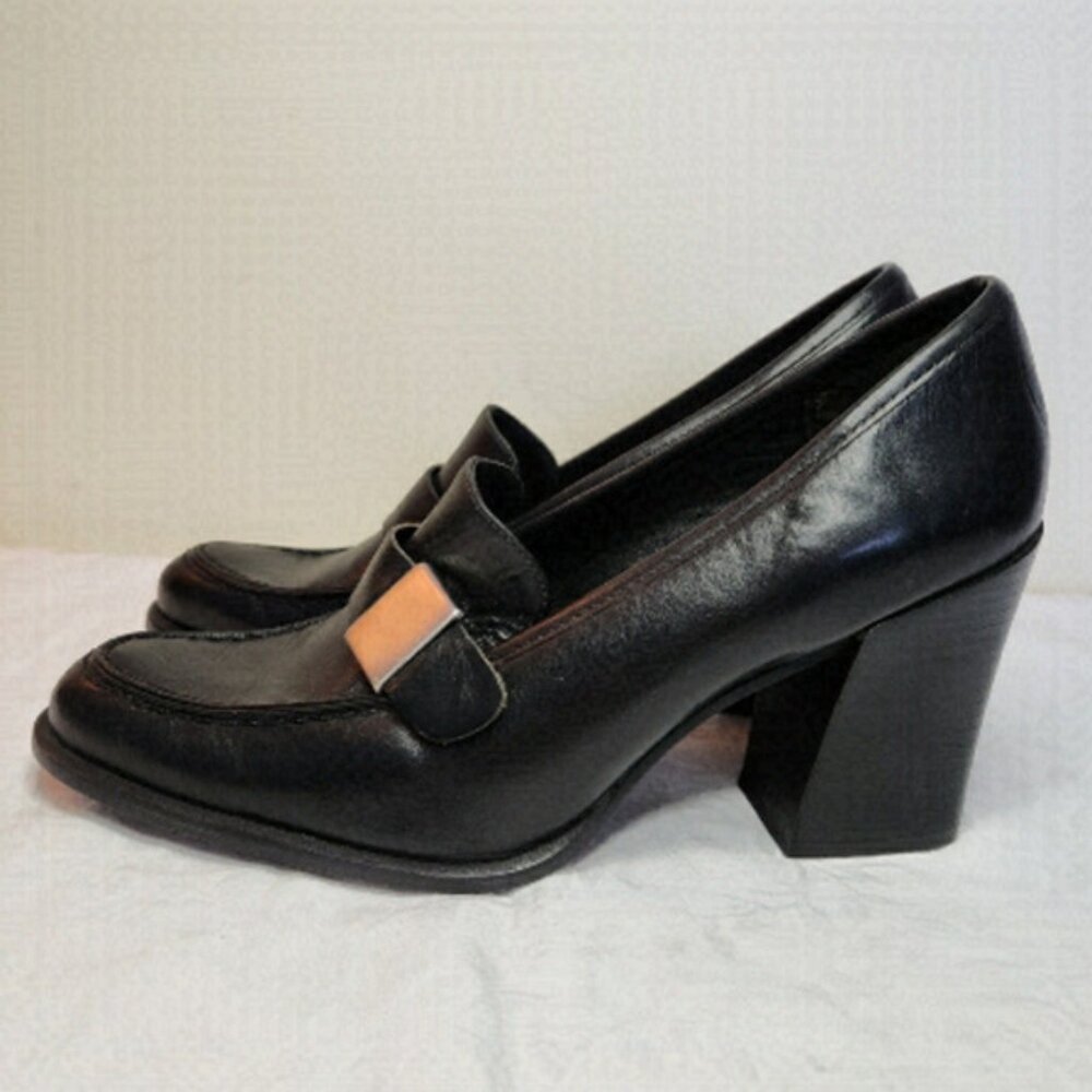 Principles black high heel loafers